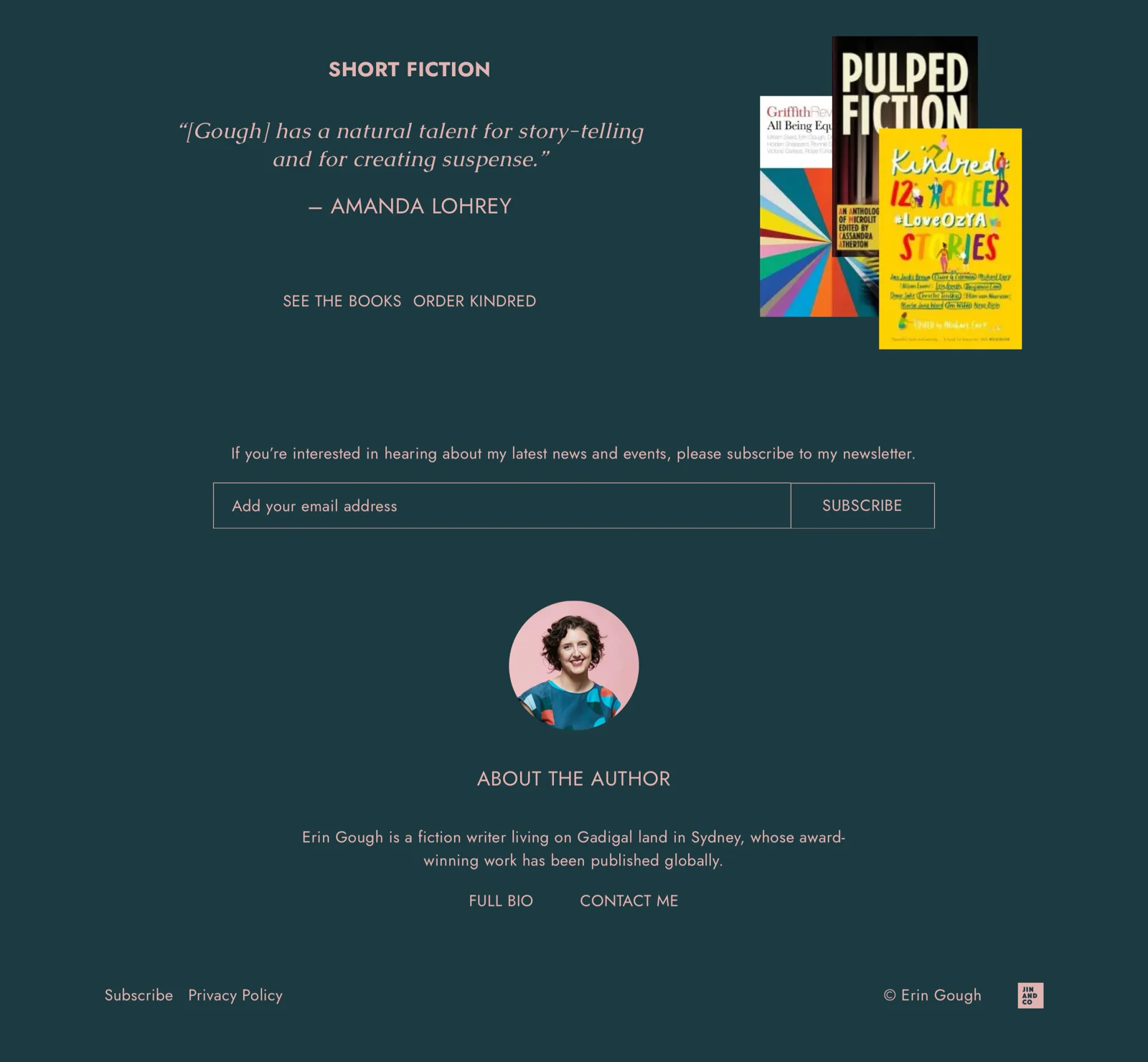 Erin Gough YA Author Website Newsletter